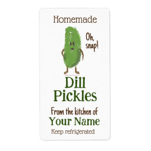 Zelfgemaakte dille augurken gepersonaliseerde leuk etiket