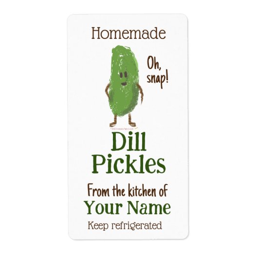 Zelfgemaakte dille augurken gepersonaliseerde leuk etiket (Voorkant)