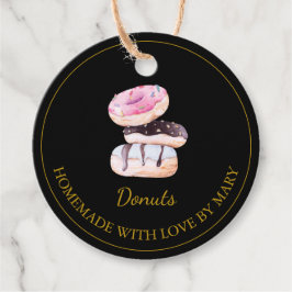 Zelfgemaakte Donut Favor Tags | Zwart Bedankjes Labels