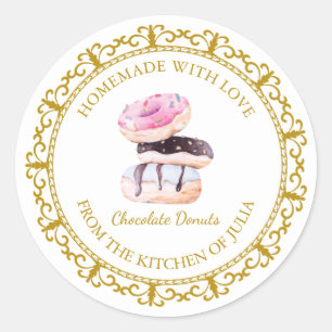 Zelfgemaakte Donut Label L Wit