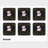 zelfgemaakte donut square label | Black (Vel)