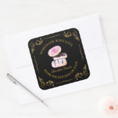 zelfgemaakte donut square label | Black (Envelop)