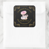 zelfgemaakte donut square label | Black (Tas)