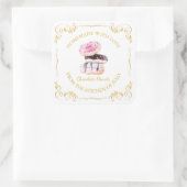  zelfgemaakte donut square label | Wit (Tas)