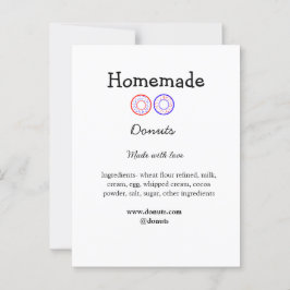 Zelfgemaakte donuts gemaakt met liefde en tekst to briefkaart