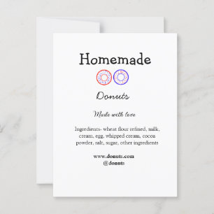 Zelfgemaakte donuts gemaakt met liefde en tekst to briefkaart