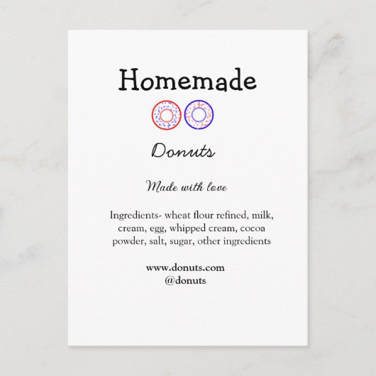 Zelfgemaakte donuts gemaakt met liefde en tekst to briefkaart (Voorkant)