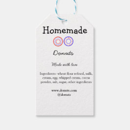 Zelfgemaakte donuts gemaakt met liefde en tekst to cadeaulabel