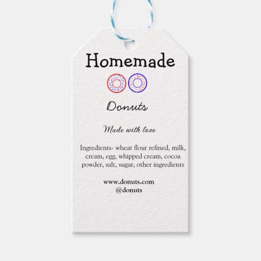 Zelfgemaakte donuts gemaakt met liefde en tekst to cadeaulabel (Voorkant)
