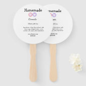 Zelfgemaakte donuts gemaakt met liefde en tekst to handwaaier (Voorkant en achterkant)