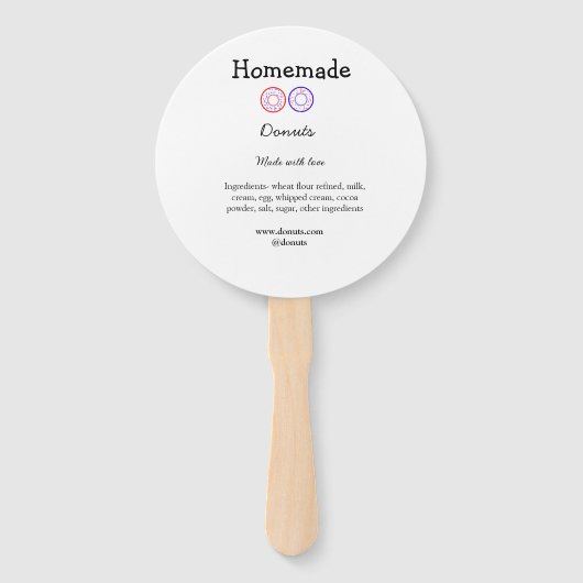 Zelfgemaakte donuts gemaakt met liefde en tekst to handwaaier (Voorkant)