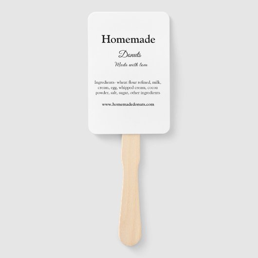 Zelfgemaakte donuts gemaakt met liefde en tekst to handwaaier (Voorkant)