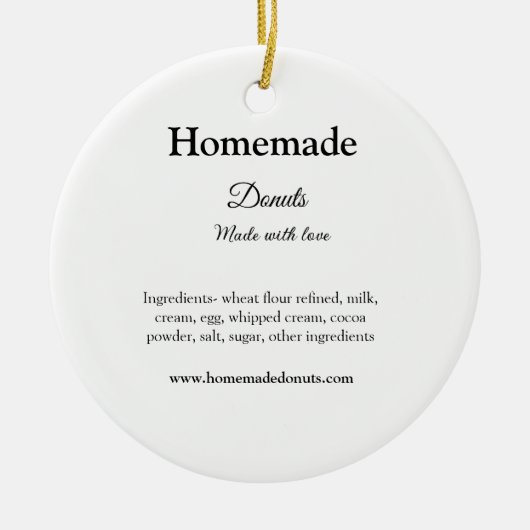 Zelfgemaakte donuts gemaakt met liefde en tekst to keramisch ornament (Voorkant)