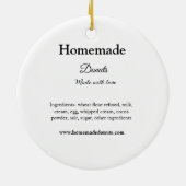 Zelfgemaakte donuts gemaakt met liefde en tekst to keramisch ornament (Achterkant)