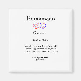 Zelfgemaakte donuts gemaakt met liefde en tekst to magneet
