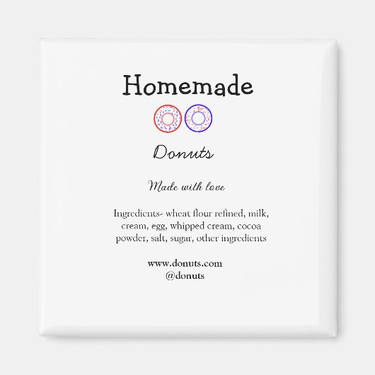 Zelfgemaakte donuts gemaakt met liefde en tekst to magneet (Voorkant)