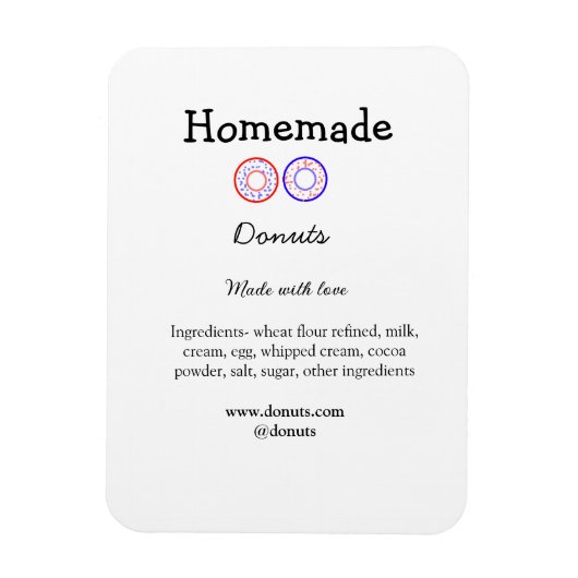 Zelfgemaakte donuts gemaakt met liefde en tekst to magneet (Verticaal)
