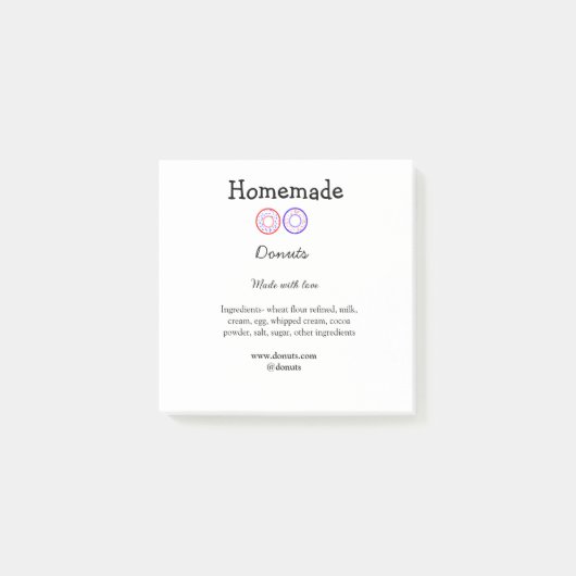Zelfgemaakte donuts gemaakt met liefde en tekst to post-it® notes (Voorkant)
