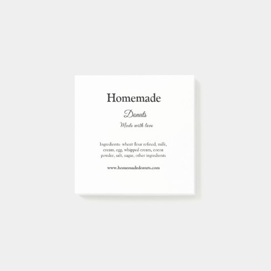 Zelfgemaakte donuts gemaakt met liefde en tekst to post-it® notes (Voorkant)