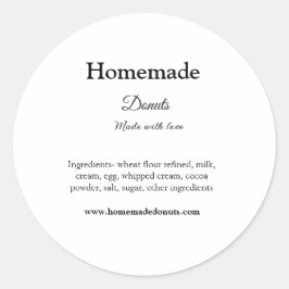 Zelfgemaakte donuts gemaakt met liefde en tekst to ronde sticker