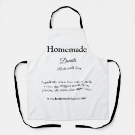 Zelfgemaakte donuts gemaakt met liefde en tekst to schort