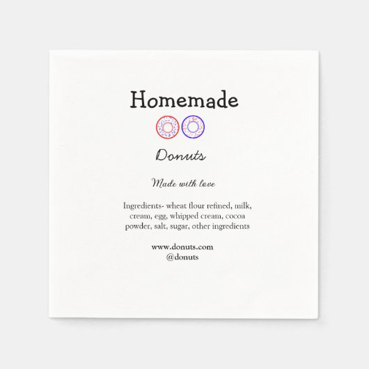 Zelfgemaakte donuts gemaakt met liefde en tekst to servet (Voorkant)