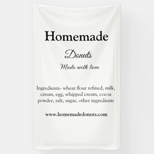 Zelfgemaakte donuts gemaakt met liefde en tekst to spandoek (Verticaal)