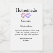 Zelfgemaakte donuts gemaakt met liefde en tekst to voedselcontainer etiket (Enkel label)