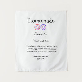 Zelfgemaakte donuts gemaakt met liefde en tekst to wandkleed