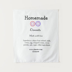 Zelfgemaakte donuts gemaakt met liefde en tekst to wandkleed
