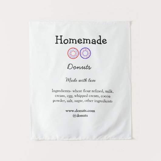 Zelfgemaakte donuts gemaakt met liefde en tekst to wandkleed (Voorkant)