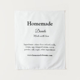 Zelfgemaakte donuts gemaakt met liefde en tekst to wandkleed