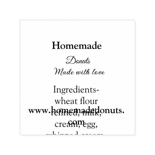 Zelfgemaakte donuts gemaakt met liefde en tekst to zelfinktende stempel (Design)