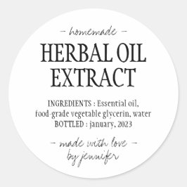 Zelfgemaakte drink Crème wit Kruidenolie extract Ronde Sticker