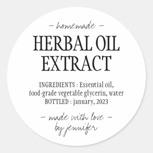 Zelfgemaakte drink Crème wit Kruidenolie extract Ronde Sticker (Voorkant)