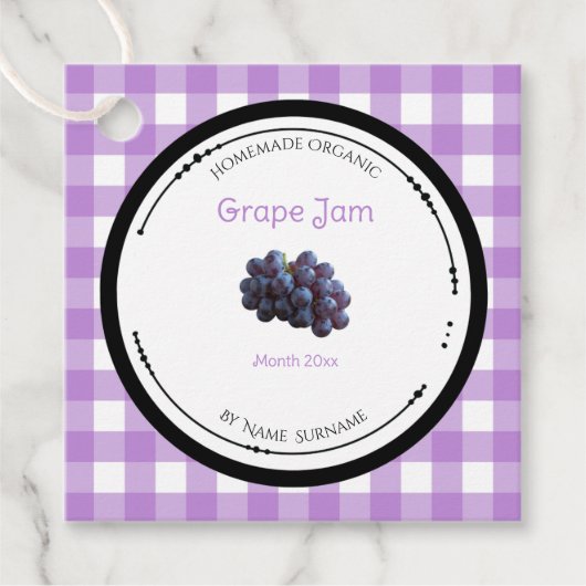 Zelfgemaakte Druivenjam Label Met Ingredienten (Voorkant)