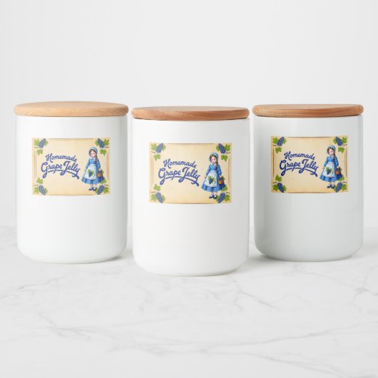 Zelfgemaakte druivenjam -  voedselcontainer etiket (Flessen)