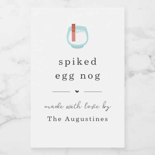 Zelfgemaakte Eggnog cadeau label - Spiced Aged Wijn Etiket (Enkel label)