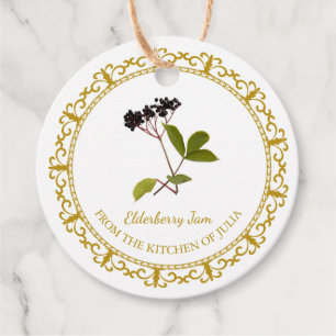 Zelfgemaakte Elderberry Jam Hang Label l Wit