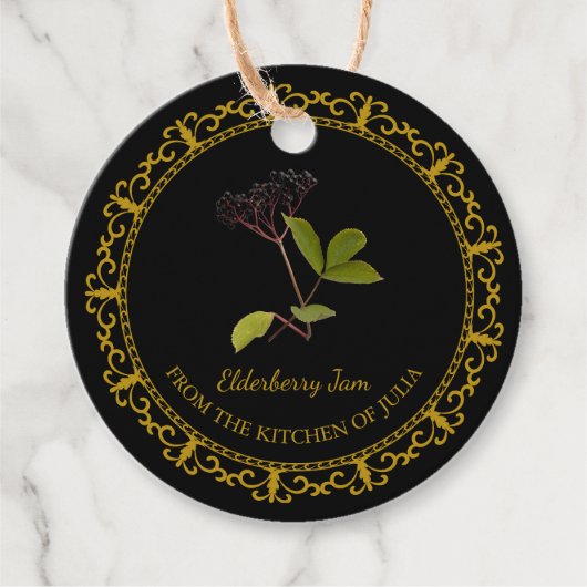  Zelfgemaakte Elderberry Jam Hang Label l Zwart (Voorkant)