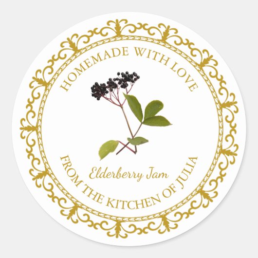 Zelfgemaakte Elderberry Jam Label l Wit (Voorkant)