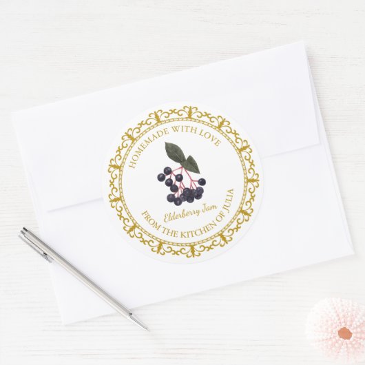 Zelfgemaakte Elderberry Jam Label l Wit (Envelop)