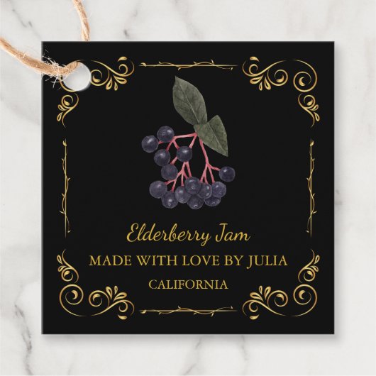 Zelfgemaakte Elderberry Jam Square Hang Label (Voorkant)