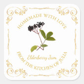  Zelfgemaakte Elderberry Jam Square Label (Voorkant)