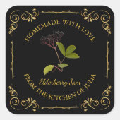  Zelfgemaakte Elderberry Jam Square Label (Voorkant)