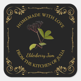  Zelfgemaakte Elderberry Jam Square Label