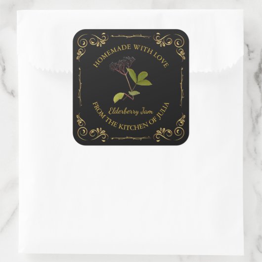  Zelfgemaakte Elderberry Jam Square Label (Tas)