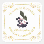  Zelfgemaakte Elderberry Jam Square Label (Voorkant)
