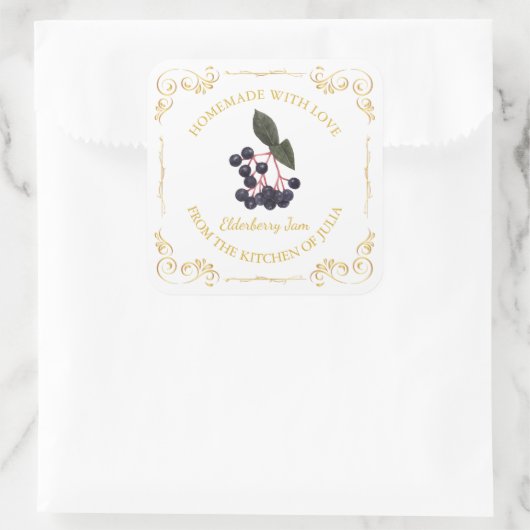  Zelfgemaakte Elderberry Jam Square Label (Tas)