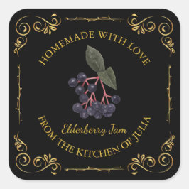  Zelfgemaakte Elderberry Jam Square Label